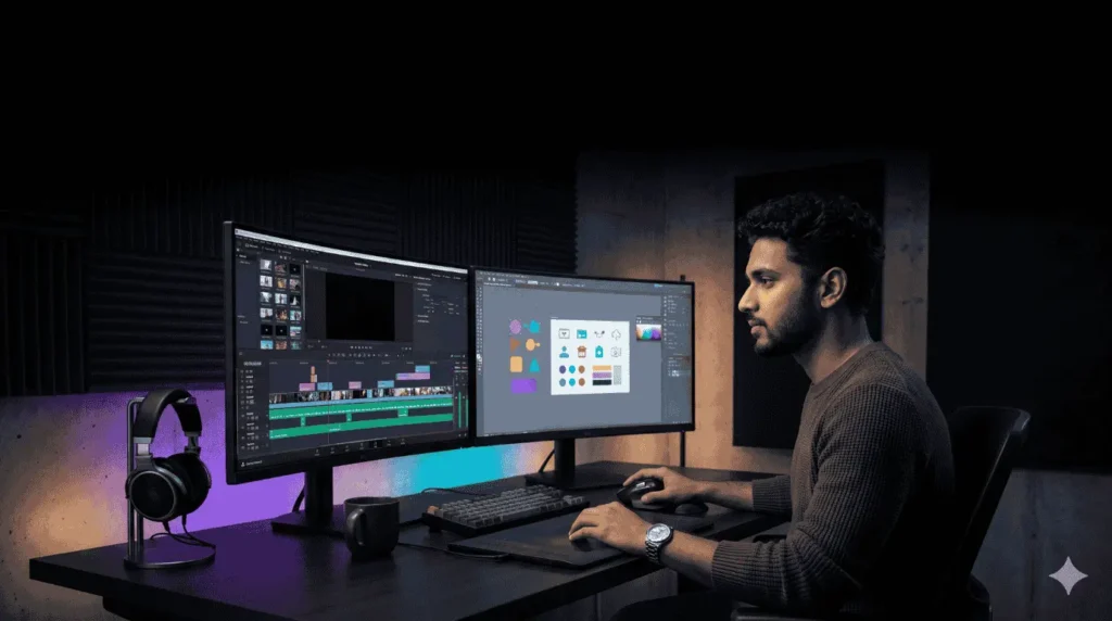 Creative studio setup for graphic designing, highly demanded creative courses after 10th.